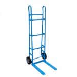 Blue bread tray hand truck.