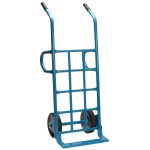 Blue warehouse hand truck.