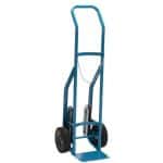 Blue single cylinder hand truck.