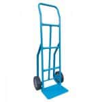 Blue commercial hand truck on a white background.