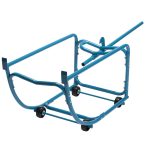 Blue drum cradle with 4 rigid wheels.