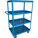 Blue shelf truck with 4 shelves.