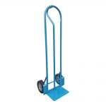 Blue delivery hand truck.