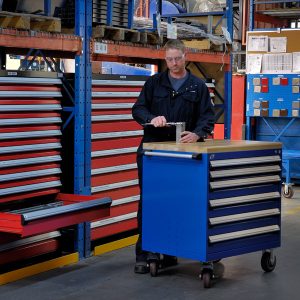 Industrial storage cabinets with drawers