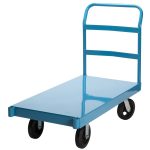 Blue heavy duty steel platform truck.