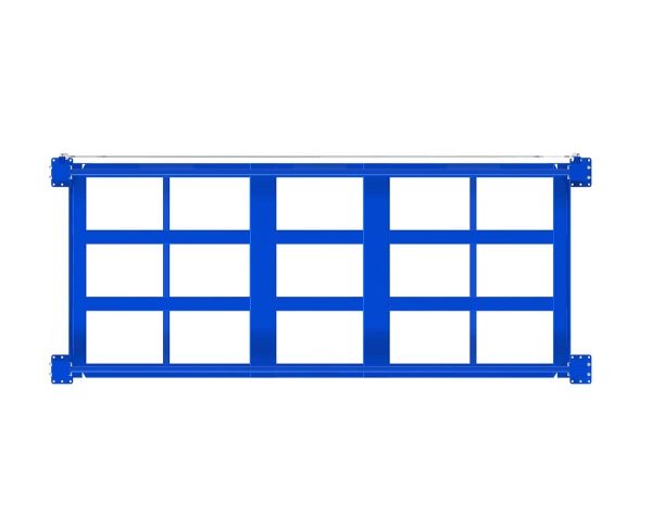 Top view of the blue depalletizer on a white background.